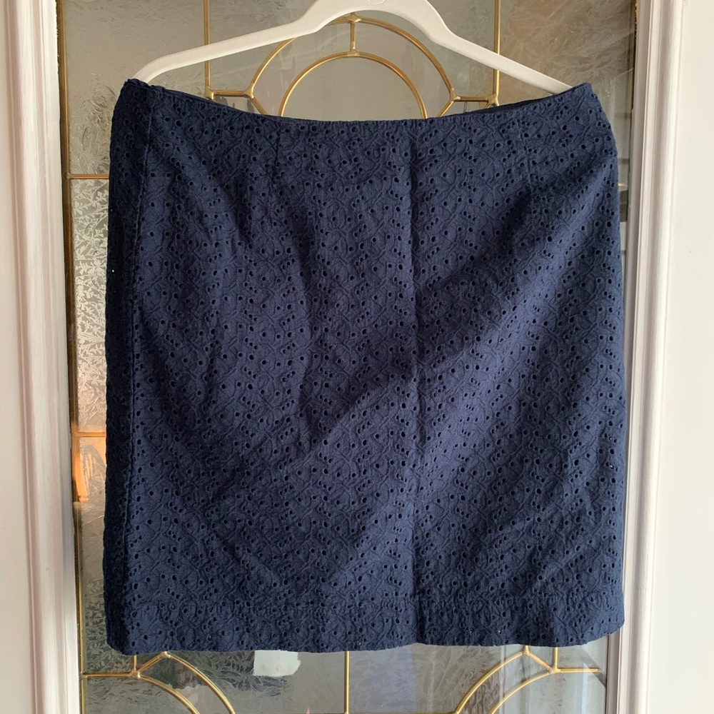 LL Bean Navy blue eyelet skirt - 12